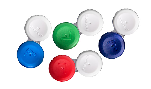 Contact lens cases in six different colours